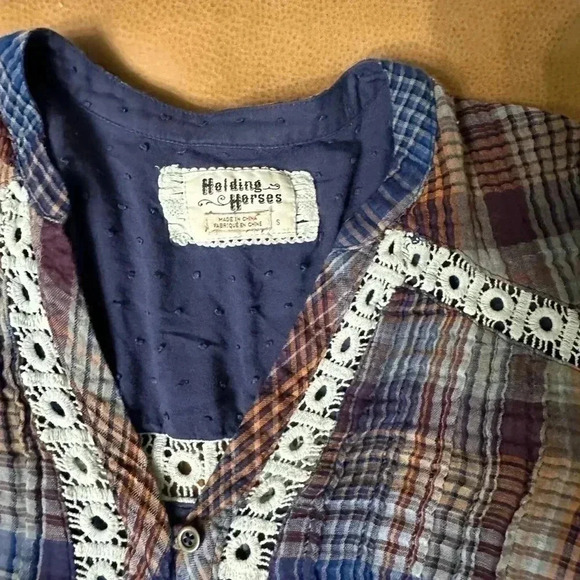 Anthropologie Holding Horses Dress Tunic Plaid Hi-Lo Button Up Womens S - Picture 7 of 11